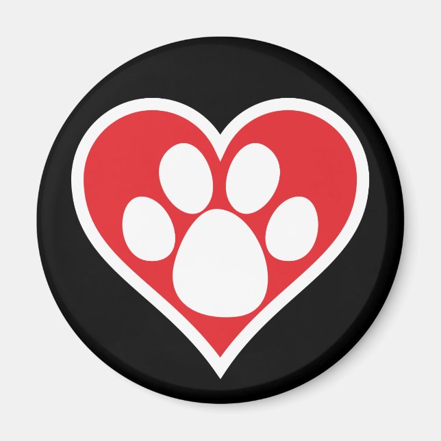 Aimant Paw Chien Coeur (foncé) (Devant)