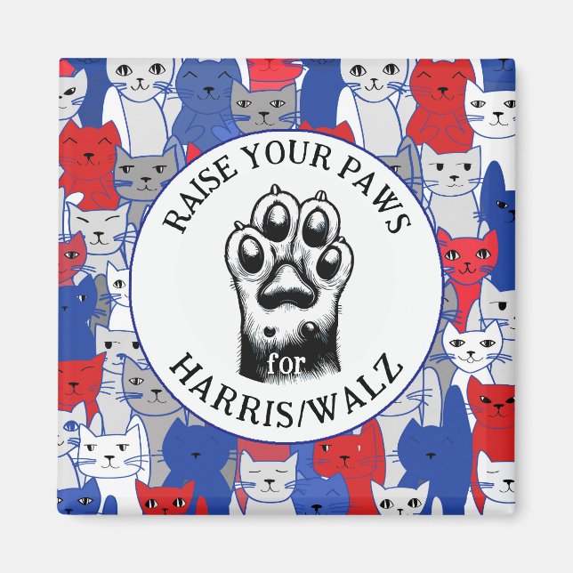 Aimant Paw de chat pour Harris/Walz Design (Devant)