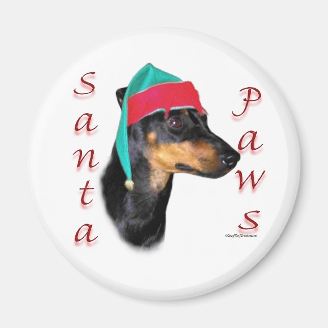 Aimant Paws de Manchester Terrier Père Noël (Devant)