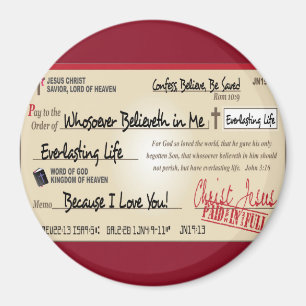 Aimant Payé en entier sauvé par Jésus Check Christian