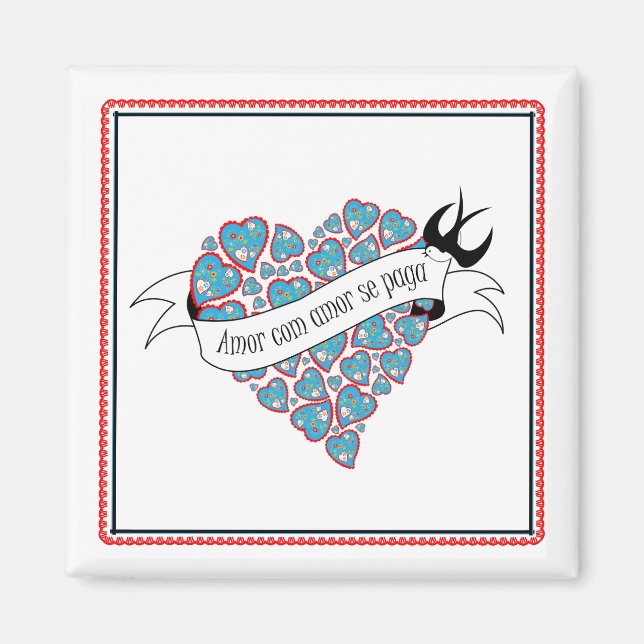 Aimant Payer l'amour avec l'amour illustré proverbe portu (Devant)