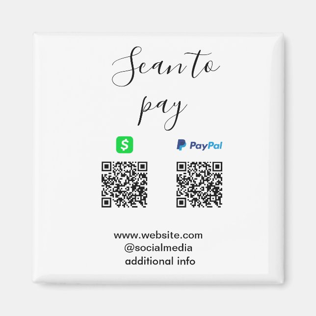Aimant Paypal Cashapp scan pour payer QR ajoutez le nom d (Devant)