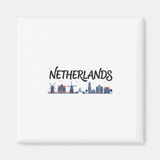 Aimant Pays-Bas Skyline Voyage Vacances Tenues  (Devant)