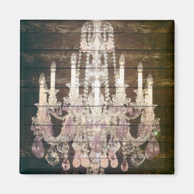 Aimant Pays chic grange bois rustique lustre vintage (Devant)