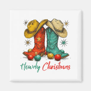 Aimant Pays drôle de Noël occidental Howdy Boots de cowbo