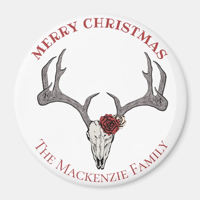 Aimant Pays Noël Cerf Reindeer Tête de Cerf Antlers (Devant)