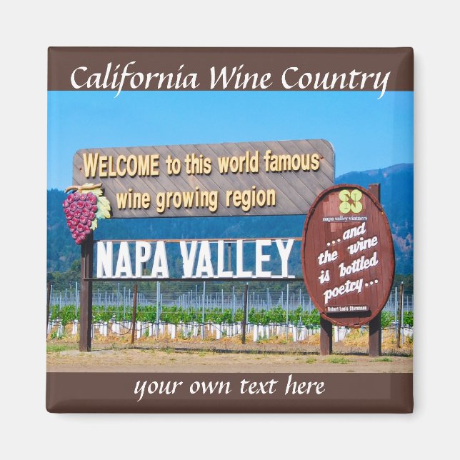 Aimant Pays vinicole de Napa Valley en Californie (Devant)