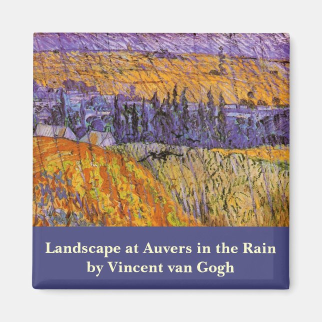 Aimant Paysage à Auvers sous la pluie de Vincent van Gogh (Devant)