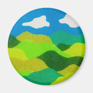 Aimant Paysage Abstrait Crayon de Couleur Ciel Bleu