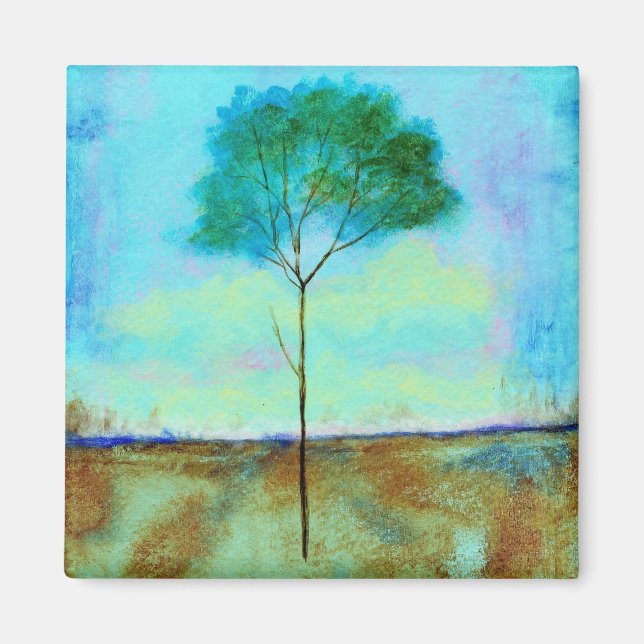 Aimant Paysage Abstrait Peinture d'arbre maigre (Devant)