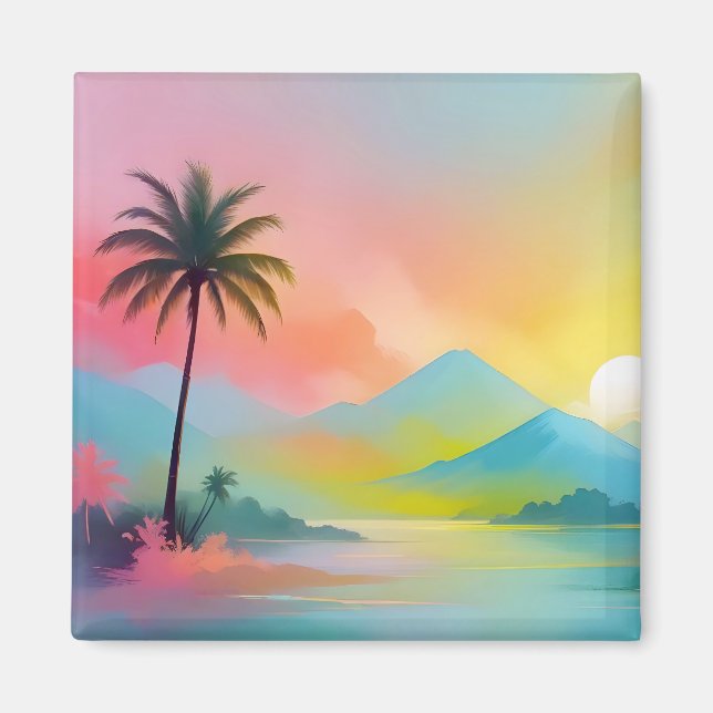 Aimant Paysage Abstrait Plage Ciel Nature Fond Art (Devant)