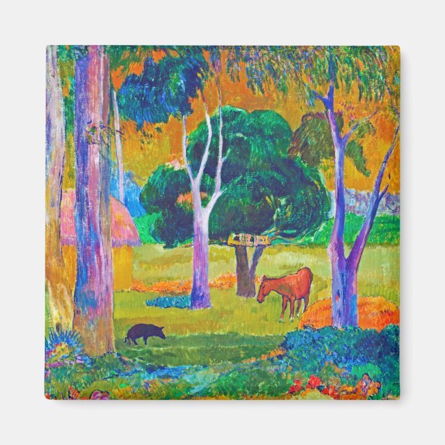 Aimant Paysage avec cochon et cheval, Gauguin (Devant)