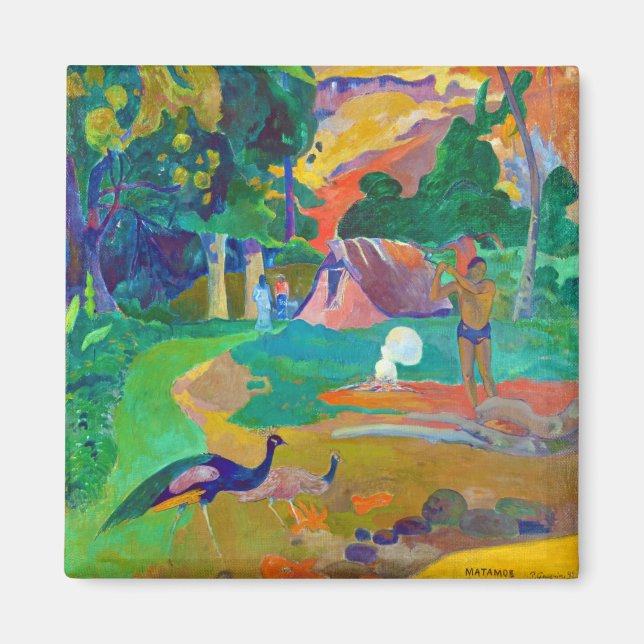 Aimant Paysage avec Peacocks, Gauguin (Devant)