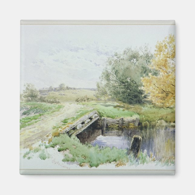 Aimant Paysage avec pont au-dessus d'un ruisseau (Devant)
