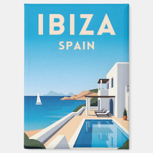 Aimant Paysage côtier de voyage rétro vintage Ibiza Espag
