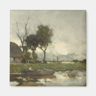 Aimant Paysage d'automne (art néerlandais Vintage) (Pays-