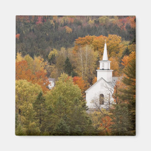 Aimant Paysage d'automne avec église, Vermont, États-Unis