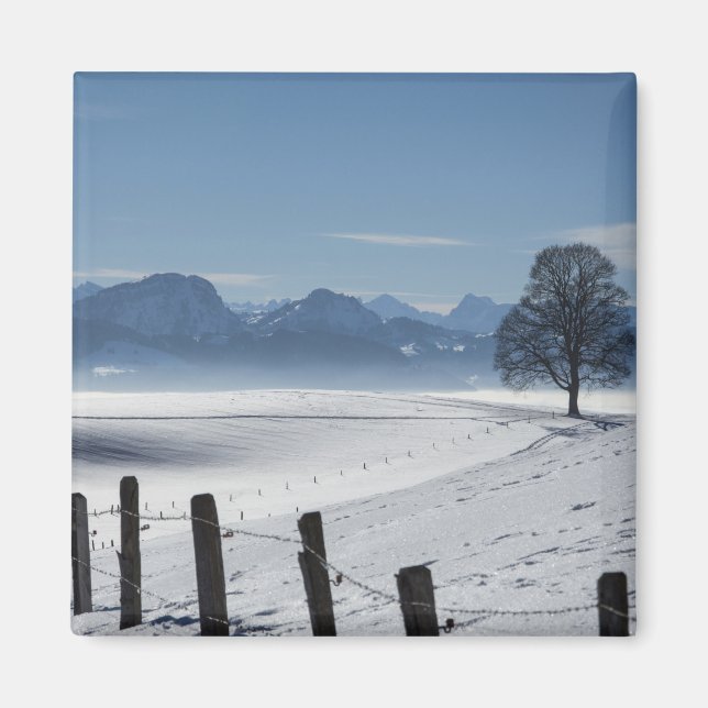 Aimant Paysage de campagne hivernale neige Photo (Devant)