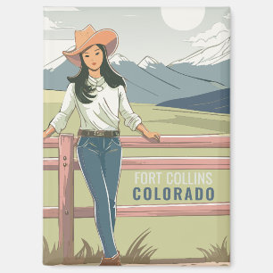 Aimant Paysage de montagne de cowgirl pastel Tourisme Voy