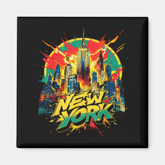 Aimant Paysage de New York Punk Grunge Vintage Rétro