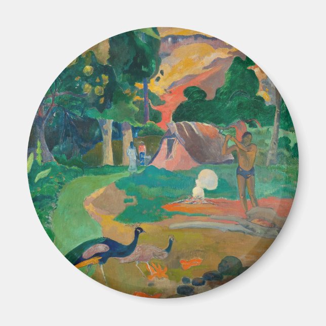 Aimant Paysage de Paul Gauguin Matamoe avec Peacocks (Devant)