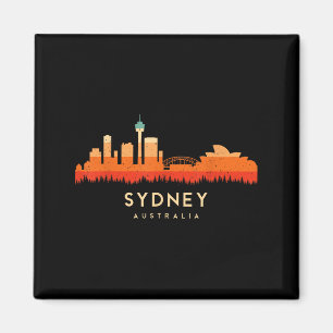 Aimant Paysage de style rétro vintage Sun Skyline Sydney