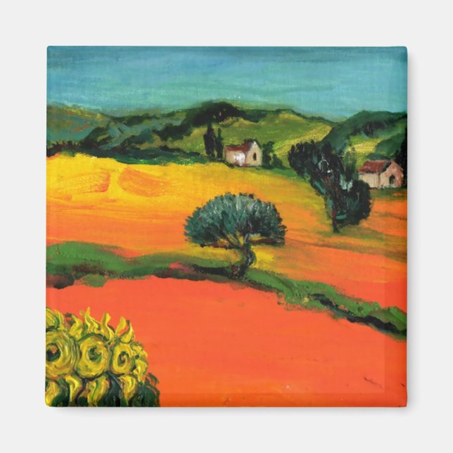 AIMANT PAYSAGE DE TOSCANE AVEC TOURNESOLS (Devant)