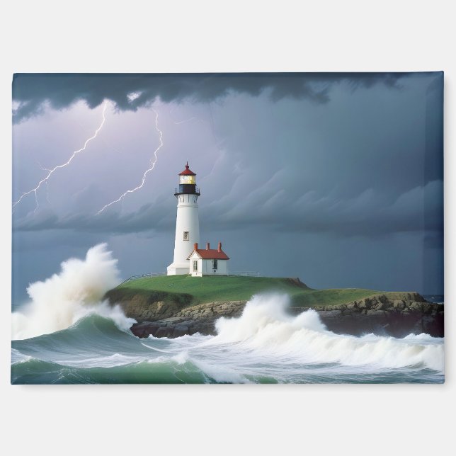 Aimant Paysage du phare Côte Océan Vagues Nuit Mer (Recto)