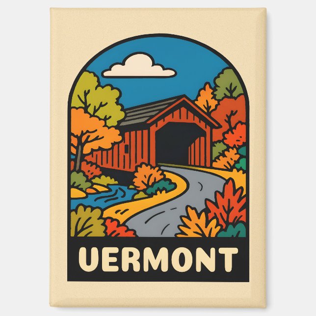Aimant Paysage du Vermont Vintage voyage rétro Pittoresqu (Recto)