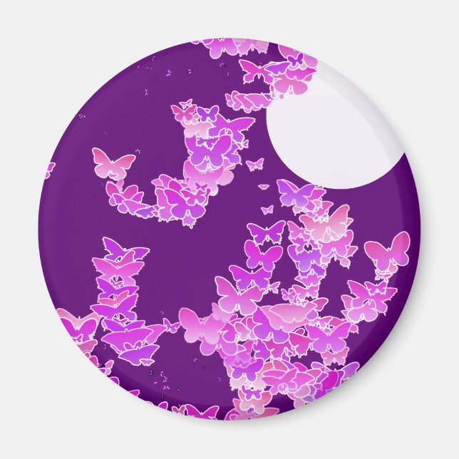 Aimant Paysage lunaire avec papillons - orchidée, améthys (Devant)