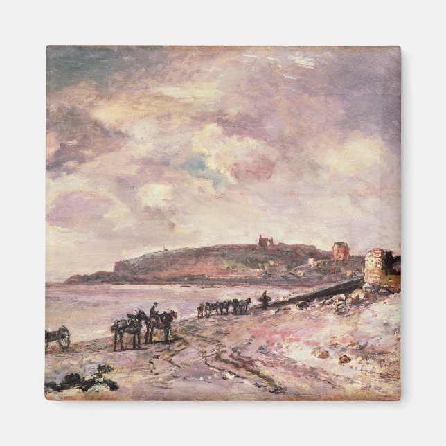 Aimant Paysage marin avec poneys sur la plage (Devant)
