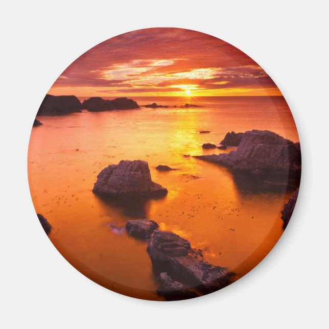 Aimant Paysage marin orange, coucher de soleil, Californi (Devant)