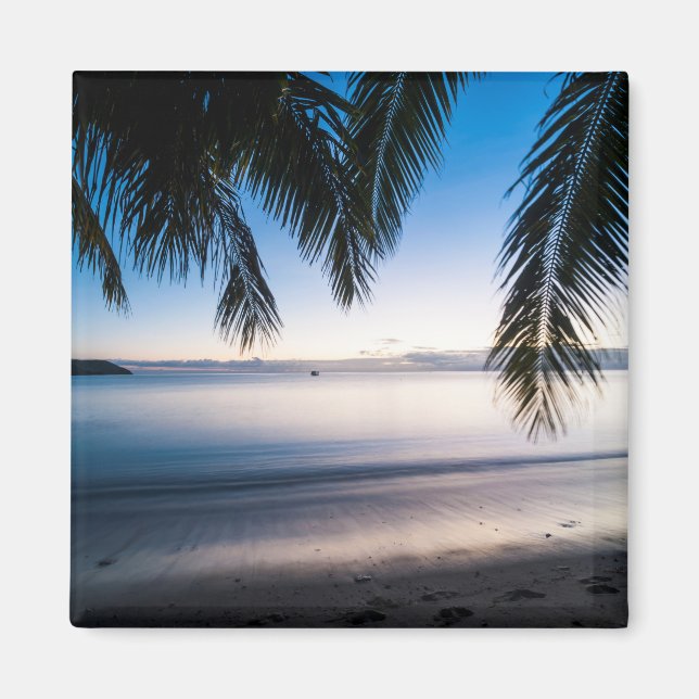 Aimant Paysage marin tropical au coucher du soleil, Fidji (Devant)