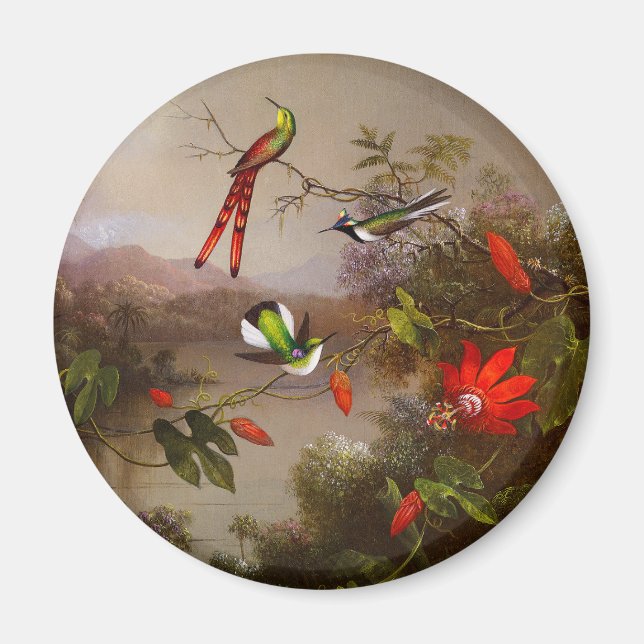 Aimant Paysage tropical avec dix colibris (Devant)
