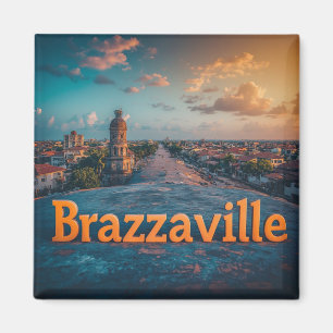Aimant Paysage urbain de Brazzaville au coucher du soleil