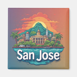Aimant Paysage urbain de San Jose avec le monument du Cap