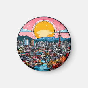 Aimant Paysage urbain vibrant de Séoul