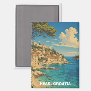Aimant Paysage vintage Hvar Croatie côte Adriatique