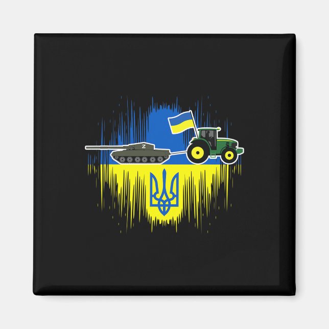 Aimant Paysan ukrainien vole un char Drapeau ukrainien Tr (Devant)