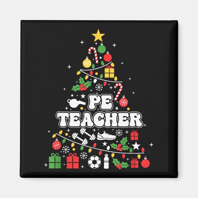 Aimant Pe Physical Education Teacher Christmas Tree Women (Devant)