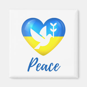Aimant Peace Dove Ukraine - Coeur du drapeau