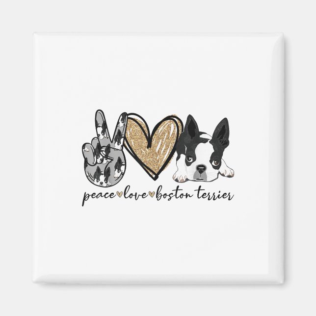 Aimant Peace Lov Boston Terrier Funny Boston Terrier Lov (Devant)