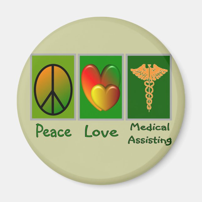 Aimant Peace Love Assistance Médicale (Devant)
