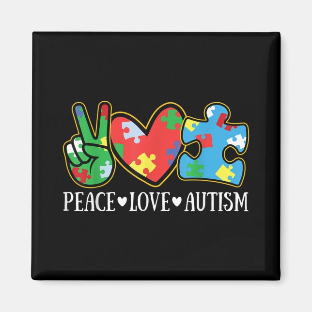 Aimant Peace Love Autism Puzzle Sensibilisation sur l'aut (Devant)
