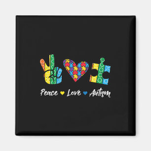 Aimant Peace Love Autisme Puzzle Sensibilisation Autiste