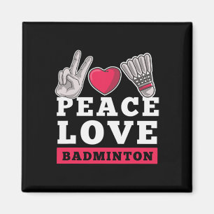 Aimant Peace Love Badminton Player Heart Shuttle Sport Pl