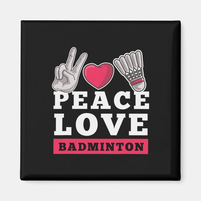 Aimant Peace Love Badminton Player Heart Shuttle Sport Pl (Devant)