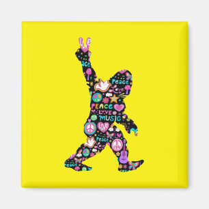 Aimant Peace Love Bigfoot Hippie Funny Bigfoot Lover