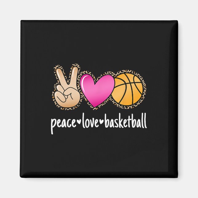 Aimant Peace Love Bysketbyll Empreinte de léopard Girls W (Devant)