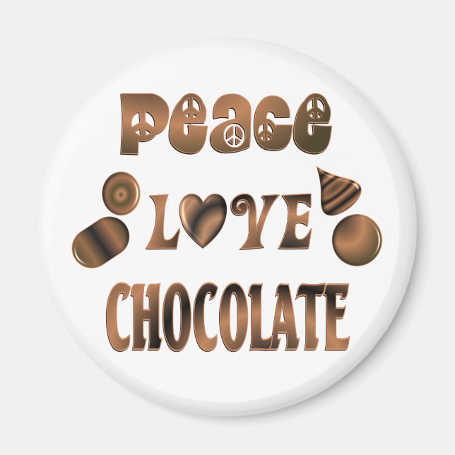Aimant Peace Love Chocolate (Devant)